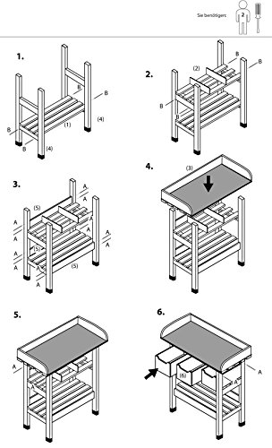 dobar 29030e Praktischer Pflanztisch mit 3 Schubladen und 2 Ablageflächen aus imprägniertem Kiefernholz, 80 x 40 x 90 cm – Bild 7