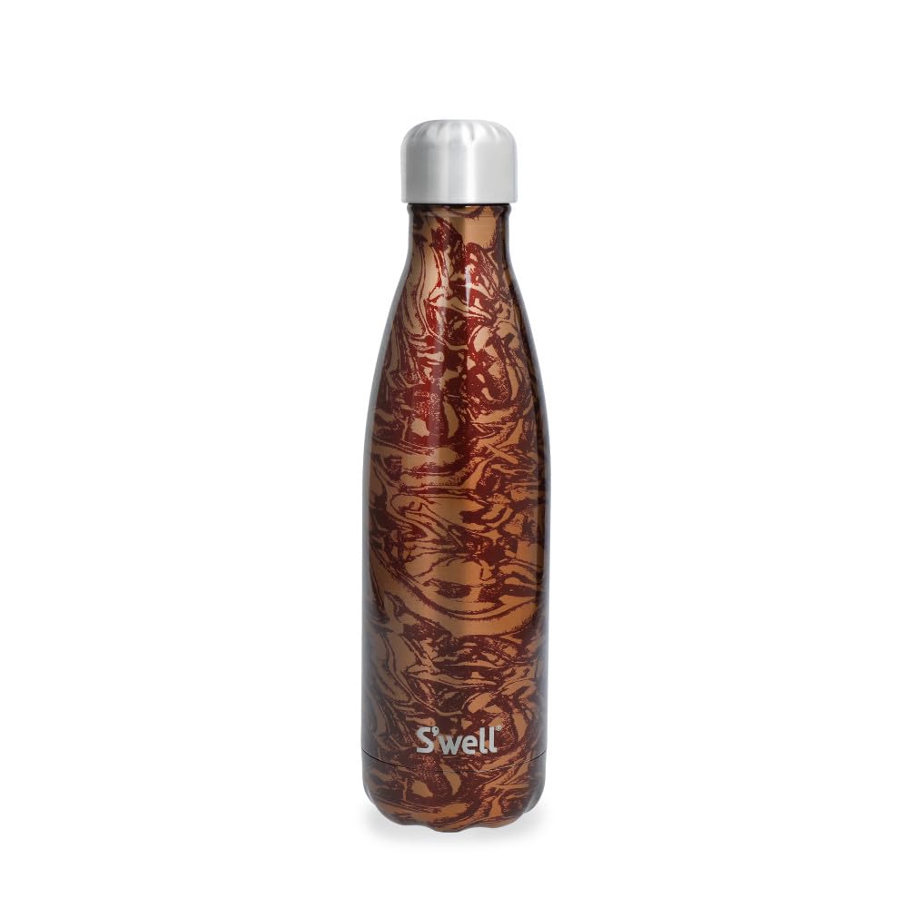 S'well Original Water Bottle, Burgundy Swirl, 500ml/0.5L. Triple-Layered Vacuum-Insulated Drinks Bottle Keeps Coffee, Tea and Drinks Cold and Hot