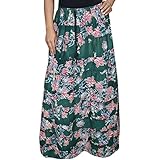 Mogul Interior Womens Maxi Skirts Forest Green Floral Bohemian Gypsy Swirling Sexy Long Skirts