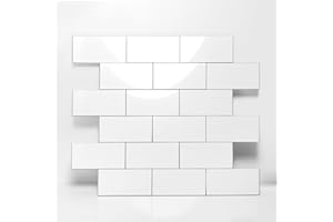 Reovatile 2025 New Upgrade Peel and Stick Backsplash, 12"X12" PVC Backsplash Tile, Peel and Stick Tile for Kitchen, Bathroom, Fireplace, Laundry in Polished Marble White, 10-Pack