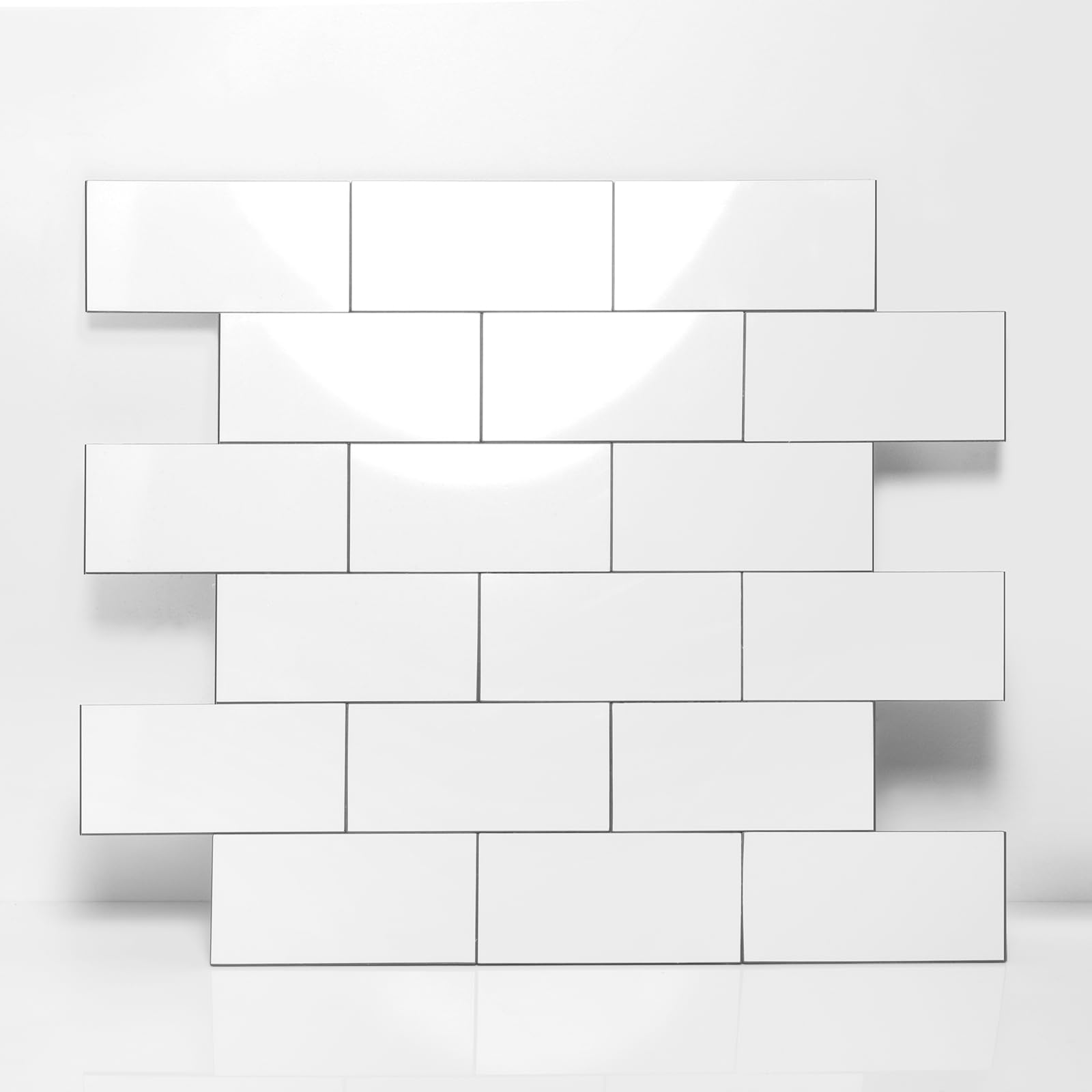 Photo 1 of 20-Pack Peel and Stick Tile Backsplash 11.8"X11.8" PVC Wall Tiles, Stick on Backsplash for Kitchen, Bathroom Tile, Fireplace, Laundry Table in Polished Marble White