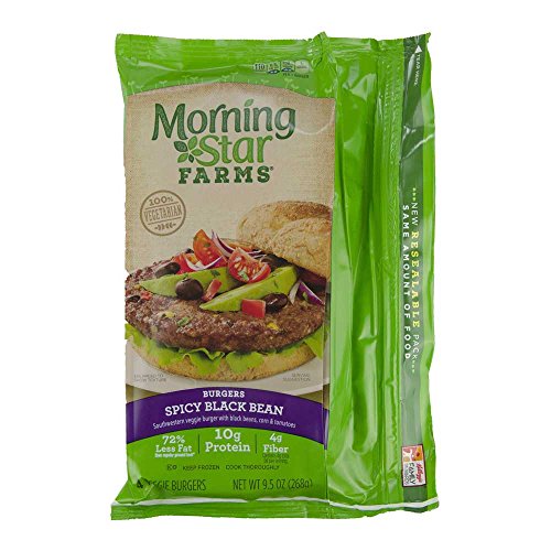 Morningstar Farms Spicy Black Bean Veggie Burgers, 9.5 Ounce -- 8 per case.