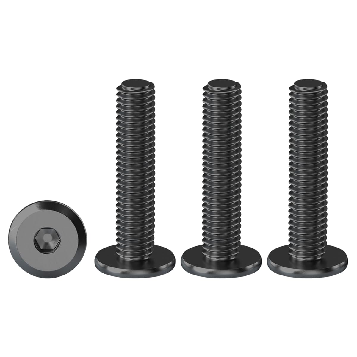 Drenky M4 Furniture Bolts, Flat Head Furniture Screw M4 X 25mm Flat Hex Bolt 304 Stainless Steel Black Bolts Fully Thread Machine Screws 20 Pack Joint Connector Bolts — image 1