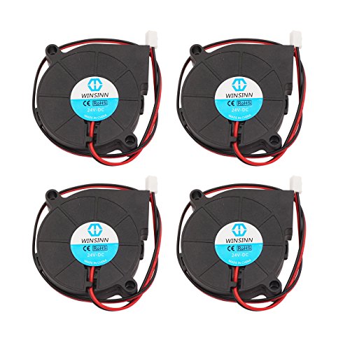 WINSINN 5015 24V DC Cooling Fan 50x50x15mm for DIY 3D Printer Extruder Hotend Makerbot MK7 MK8 CPU Chip Arduino - 2Pin 0.1A 2.4W 6200+-10% RPM (Pack of 4Pcs)