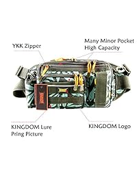 Kingdom Outdoor Tackle Bag, Paquete de almacenamiento en la cintura para la pesca, caza, senderismo