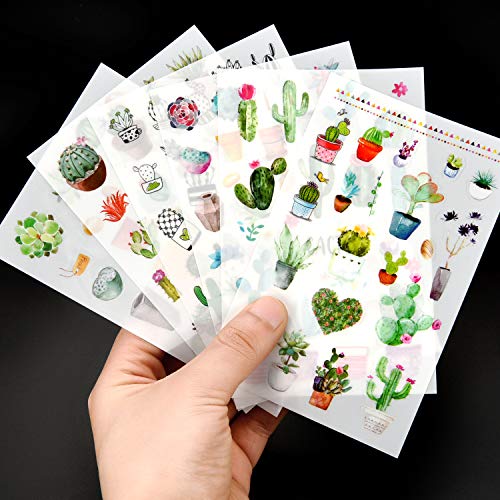 Chuangdi 48 Sheets Cactus Stickers Plant Flower Decorative Stickers Journal Planners Stickers for Party Holiday Supplies - Thumbnail 5