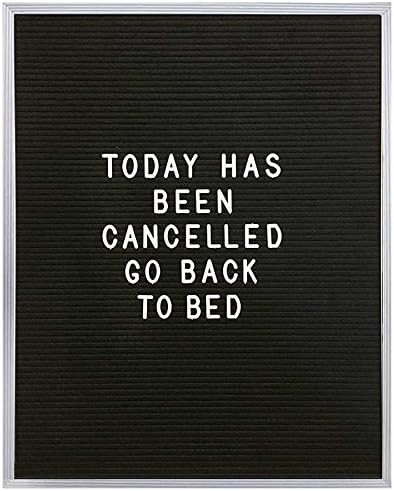 16" x 20" Changeable Black Letter Board Set w/ 290 PC Letters + Numbers: Black Felt w/Silver Aluminum Frame