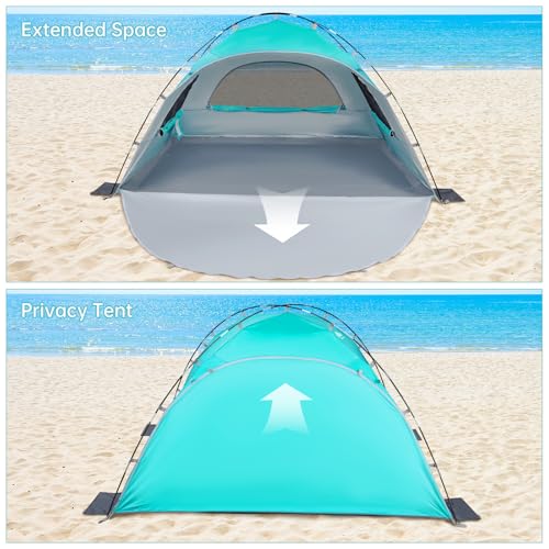Night Cat Beach Tent Portable Camping Sun Shade Shelter for 2-4 Persons with UV Protection 3 Breathable Mesh Windows Extended Tent Floor Easy Set Up Outdoor