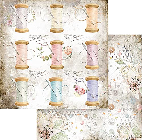 Stamperia SBB790 Scrapbooking Double-Sided Paper Romantic Thread, Multi-Colour, 30.5 x 30.5 cm