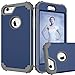 MAXCURY Case for iPhone 6, iPhone 6s Case, 3 in 1 Shockproof Slim Hybrid Hard PC Soft Silicone Rugged Rubber Bumper Full Body Protective Case Cover for iPhone 6/6S (4.7 inch) (Navy Dark Grey)