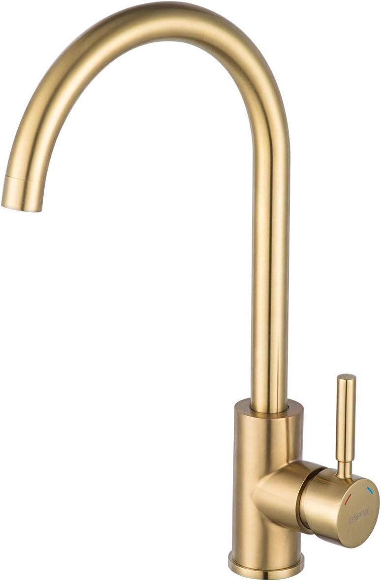 Bar Kitchen Sink Faucet Brushed Gold GAPPO Lead Free Single Handle Bathroom Faucet Prep Kitchen Faucet in Stainless - - 