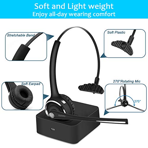 Golvery Bluetooth Headset with Mic for Phone, Office Wireless On