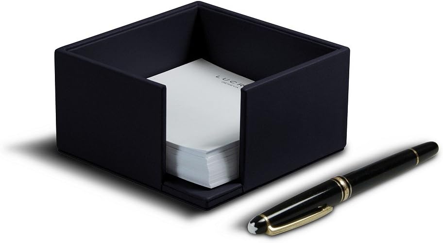 Lucrin - Memo Paper Holder 4.1 x 4.1 inches - Navy Blue - Genuine Leather