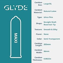 GLYDE Maxi - XL Fit Condoms - 12 Count