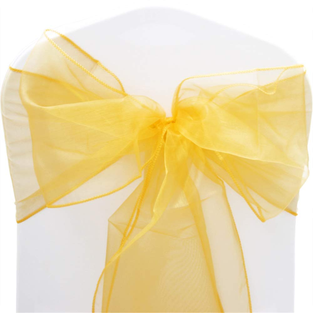 Time to Sparkle Pack of 50 Organza Sashes 22x280cm/9x110inch Wider Sash Fuller Bows Chair Cover Bows Sash for Wedding Party Birthday Decoration - Sunblast