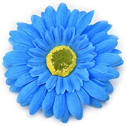 Fake flower heads in bulk wholesale for Crafts Silk Sunflower Rose Flowers Head Artificial Flowers Wedding Home Party Decoration & Wedding Car Corsage Decoration 15PCS 9.5cm (Blue)