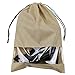 Household Dust-proof Shoe Organizer Bags, Shoe Boxes for Boots, High heel Shoes, with drawstring closure and Transparent Window, Space Saving Organizer Bags, Khaki, Pack of 5