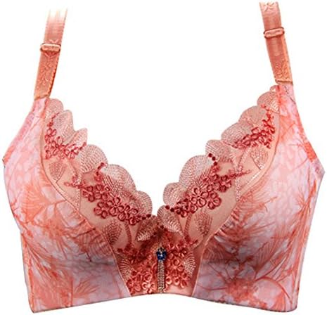 Parasexy Eyelash Lace Bra Adjustable Straps Plus-size Sleepwear Push-up Bustier Orange 80A/36A