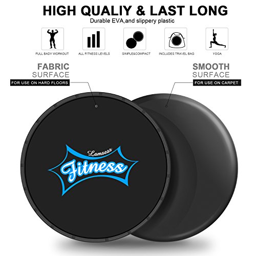 LAMSEA Sliders Fitness, Dual Sides Strength Slides Workout Slider Gliding Discs for Exercise Sliders, Core Discs Sliders Perfect Used on Carpet or Hard Floors