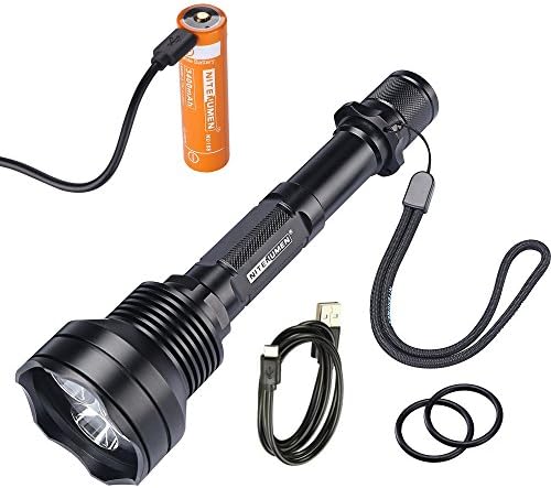 Nitenumen T07 3.7V 18650 USB Rechargeable Lithium Battery 3 x CREE T6 LED 1800 Lumens Tactical Flashlight