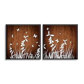 2 Piece Framed Canvas Wall Art for Living Room, Bedroom Wood Flower Theme Canvas Prints for Home Decoration Ready to Hang - 16"x16"x2 Panels