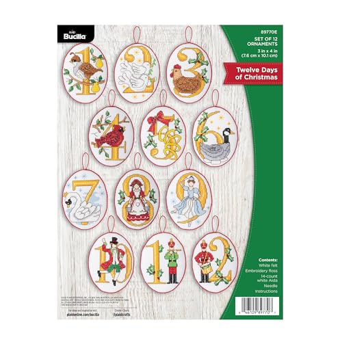 Bucilla Felt Applique 12 Piece Ornament Making Kit, Twelve Days of Christmas, P…