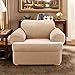 Sure Fit Stretch Stripe 2-Piece - Chair Slipcover  - Sand (SF37727)