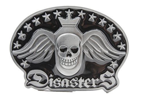 TFJ Men Biker Metal Belt Buckle Disasters Motorcycle Silver Atomic Nuke Bomb Skull