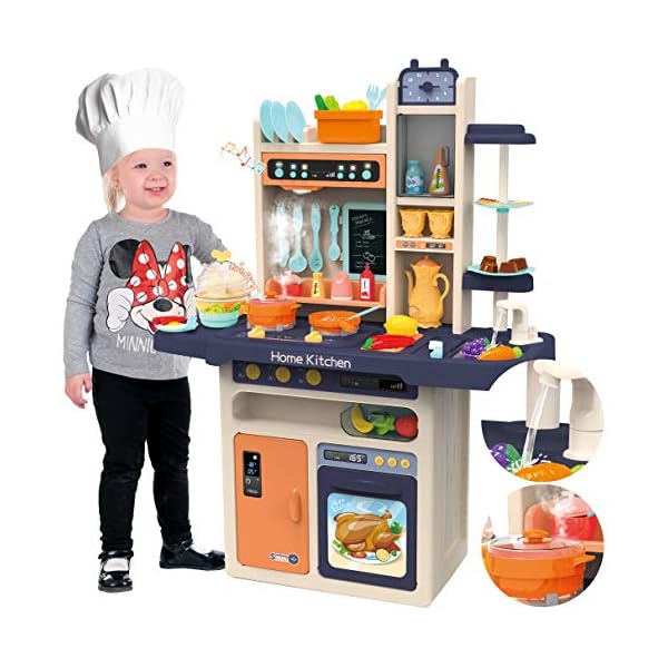 Kinderplay Kinderküche Spielküche Spielzeugküche Küchenset - Licht, Wasser, Dampf, Ton, 65 Küchenzubehör, Die Höhe…