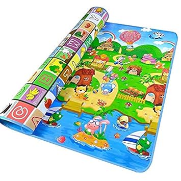 Lavish Homes Memory Foam Reversible Waterproof Kids Crawling Play Mat Foam Floor Gym - Non-Toxic Non-Slip Reversible Waterproof, Pingko and Friends, Large Size