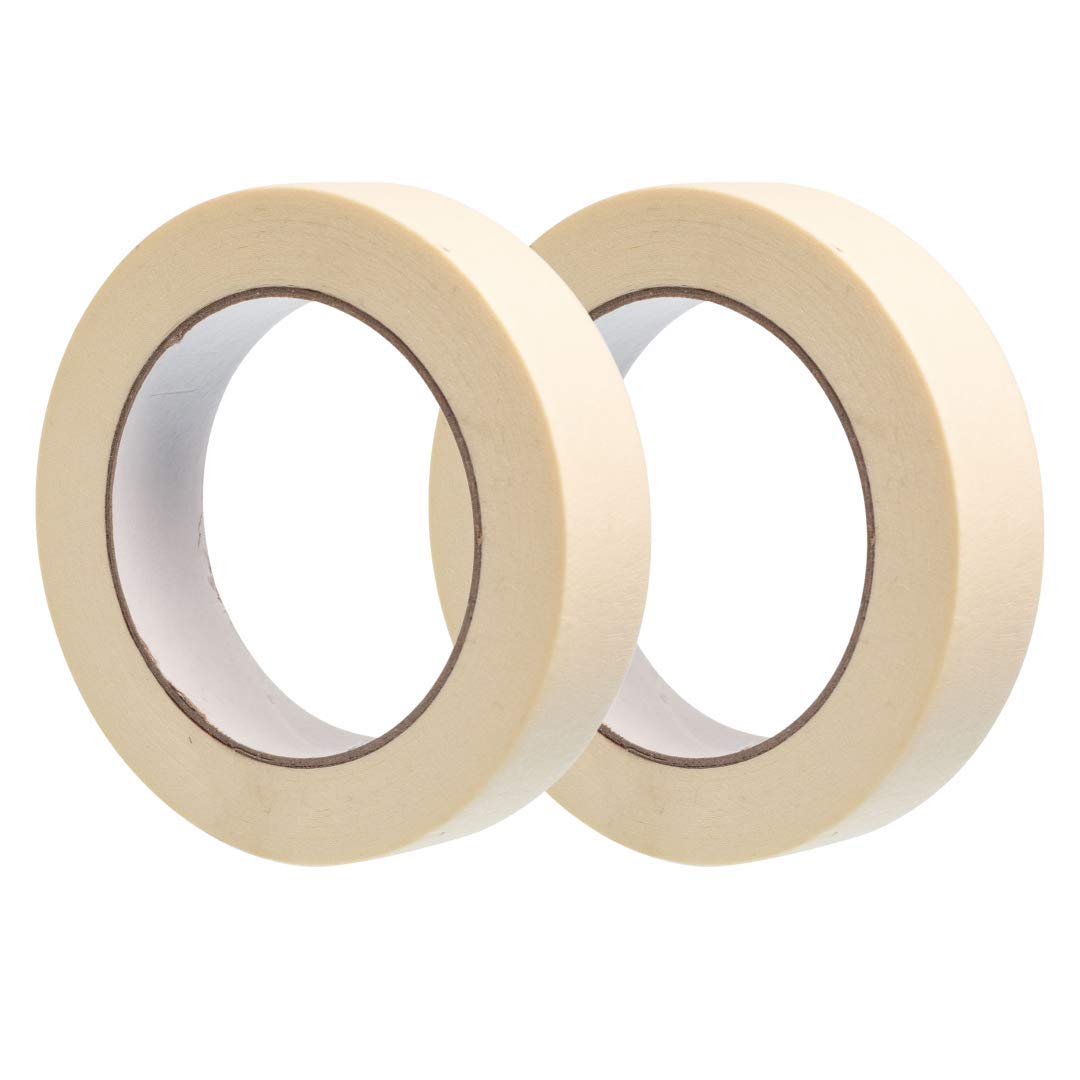 Gocableties Masking Tape, 25mm (1”) x 50m, Twin Pack Cream Painters Tape for Painting, Decorating and DIY, 2 Rolls