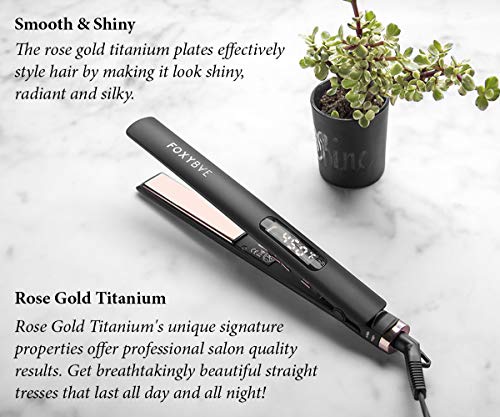 FoxyBae ROSE GOLD TRÃ‰S SLEEK Titanium Flat Iron - Digital Temperature Control Ionic Hair Straightener with Auto Shut Off and Quick Heating - MSRP $179