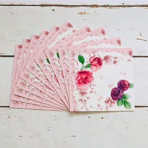 Frontia Paper Napkins Flower Floral Design Botanical Pink Rose Cocktail Beverage Lunch Dinner 3-Ply 2 Pack of 10 Count 13"x13" Rose Flower Japan Import - Thumbnail 3