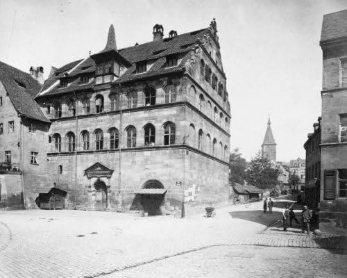 Photographs - 1800s photo Nuremburg. Old house graphic. Vintage Black & White Photograph c5
