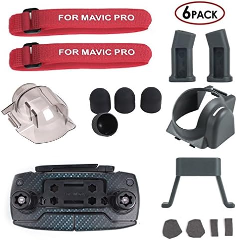 MAYISUMAI 6 in 1 Accessories Kit for DJI Mavic Pro Quadcopter Drone, Landing Gear Leg Extender, Gimbal Guard Protector, Motor Cap, Remote Joystick Holder, Propeller Guard Fixator, Lens Hood