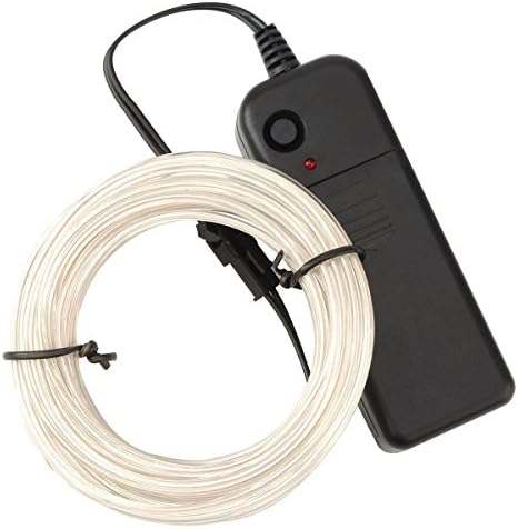 El Wire White, 15ft Neon Light with Battery Pack, Electroluminescent Wires 4 Modes Battery Operated For Burning Man Cosplay Dress Halloween Christmas Party Decoration (15ft, White)