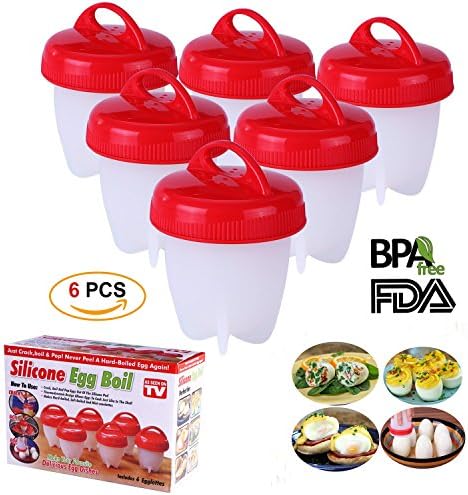 Egglettes,Egg Cooker as Seen on TV-Soft&amp;Hard Boiled Egg Maker without Shell, Silicon Egg Boiler, 6 Pack