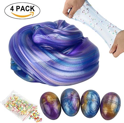 Fluffy Slime, Soft Jumbo Floam Slime Scented Relief Sludge Toys (4 Pack)