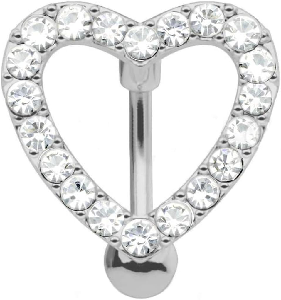 playful piercings Clear Cz Open Heart Around Belly Reverse