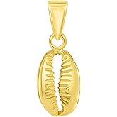 Jewelry America 14k Yellow Gold Small 3D Seashell Charm Cowrie Shell Pendant