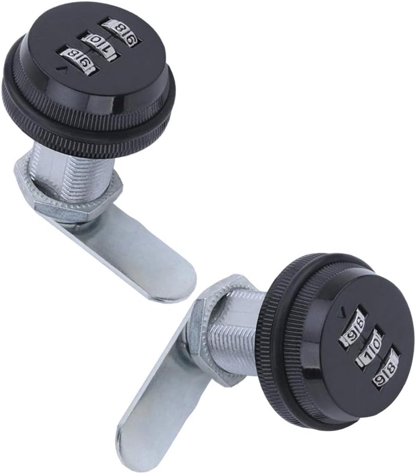 Combination Cam Lock Password Coded Lock Security Locks (3 Pack) for Safety of Box Cabinet Drawer 3-Digit 90 Degree Rotary Zinc Alloy (30mm): Office Products