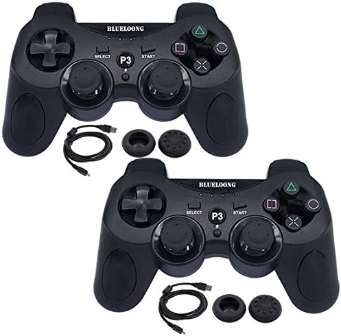 BlueLoong Wireless Double Vibration Controller For PS3 Black 2 pack