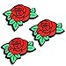 U-Sky Sew or Iron on Patches - Cute Red Flower Rose Patch for Clothing, Backpacks - Pack of 3pcs - Size:2.7x2.1inch
