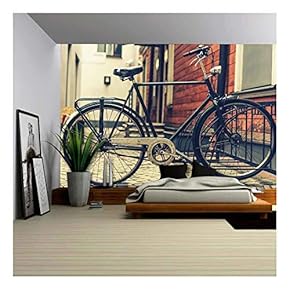 a Vintage Photo of Bicycle Parked Near a House - Removable Wall Mural | Self-Adhesive Large Wallpaper - 66x96 inches