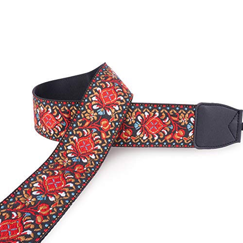 Wolven Vintage Jacquard Weave Camera Neck Shoulder Strap Belt Compatible for All DSLR/SLR/Digital Camera (DC)/Instant Camera/Polaroid etc, Red Classic Floral - Thumbnail 2