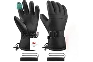 Pnosnesy Ski Gloves,Snow Gloves,3M Thinsulate Waterproof Cold Weather Winter Gloves for Parent Boys Girls- Cycling, Driving, Running