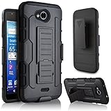 Kyocera Hydro Wave Case, Starshop Full Protection Dual Layers Hybird Case with Kickstand and Locking Belt Swivel Clip With Premium Screen Protector (Black)