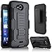 Kyocera Hydro Wave Case, Starshop Full Protection Dual Layers Hybird Case with Kickstand and Locking Belt Swivel Clip With Premium Screen Protector (Black)