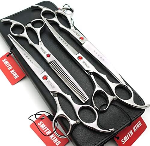 7.0in Professional Pet Grooming Scissors Set,Straight & Thinning & Curved Scissors 4pcs Set for Dog Grooming