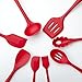BonBon 10Pcs/Set Silicone Heat Resistant Kitchen Cooking Utensils Non-Stick Baking Tool Tongs ladle Gadget (Red)